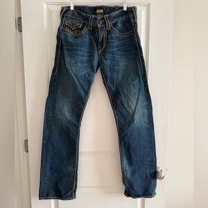 Men's TRUE RELIGION RICKY RELAXED STRAIGHT Blue Jeans